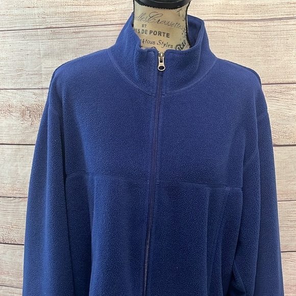 L.L. Bean Men’s Fleece Full Zip Jacket Zip Pockets Size Large TALL Blue - Picture 2 of 11